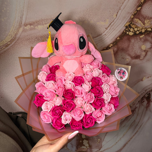Buchet 51 Trandafiri + Stitch Mediu Absolvire